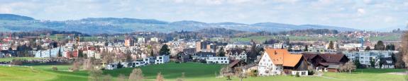 Drohnenaufnahme der Stadt Wetzikon in Zürich